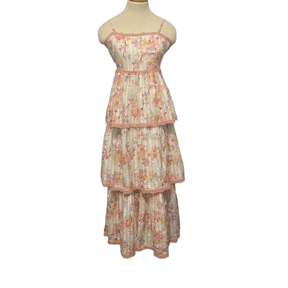 NWT CAROLINE CONSTAS Floral Tiered Ruffled BabyDoll Designer Cotton Maxi Dress M - Picture 12 of 12